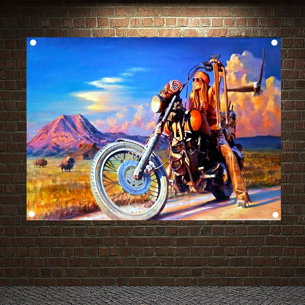 Auto Repair Shop - Eagle Easy Rider 빈티지 장식 배너